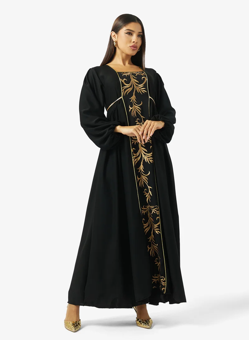 Puff Sleeve Button Detailed Dress